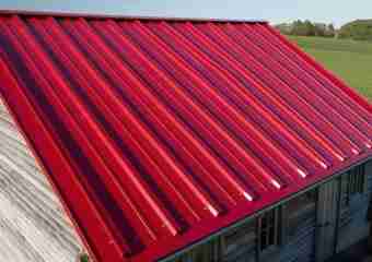 Red Steel Roof on a Farmhouse